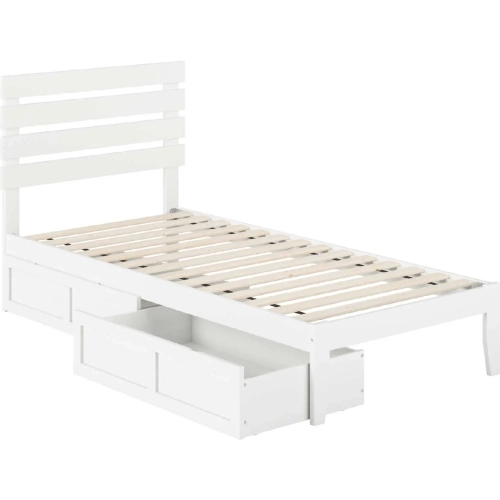 Oxford Twin Extra Long Bed with USB Turbo Charger & 2 Extra Long Drawers in White