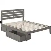 Oxford Queen Bed with USB Turbo Charger & 2 Extra Long Drawers in Grey