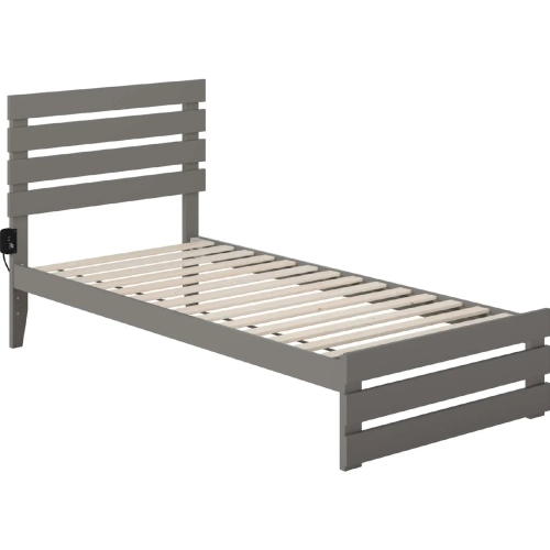Oxford Twin Extra Long Bed with Footboard & USB Turbo Charger in Grey