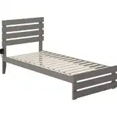 Oxford Twin Extra Long Bed with Footboard & USB Turbo Charger in Grey