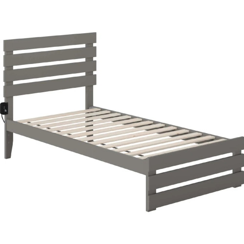 Oxford Twin Bed with Footboard & USB Turbo Charger in Grey