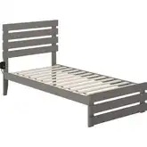 Oxford Twin Bed with Footboard & USB Turbo Charger in Grey