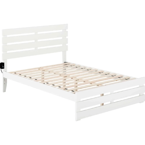 Oxford Full Bed with Footboard & USB Turbo Charger in White