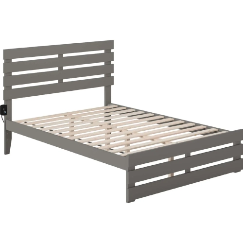 Oxford Full Bed with Footboard & USB Turbo Charger in Grey