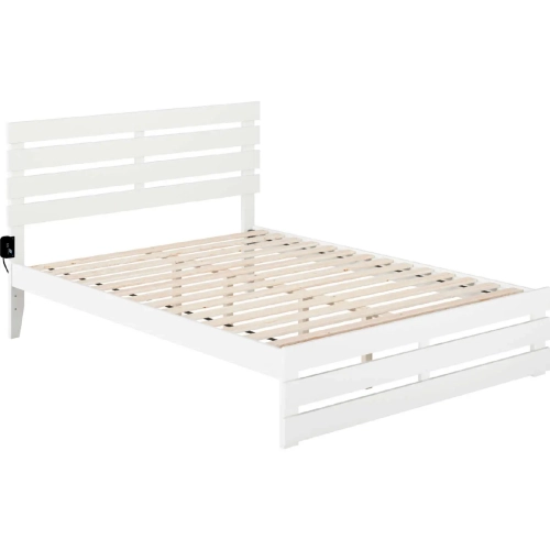 Oxford Queen Bed with Footboard & USB Turbo Charger in White