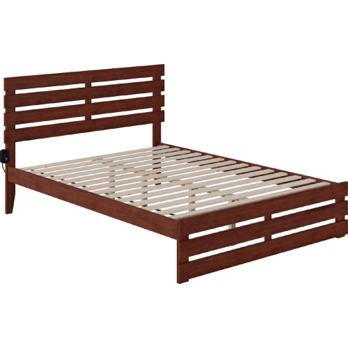 Oxford Queen Bed with Footboard & USB Turbo Charger in Walnut