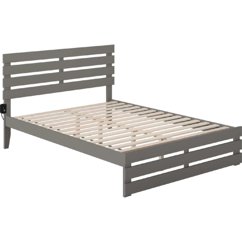 Oxford Queen Bed with Footboard & USB Turbo Charger in Grey