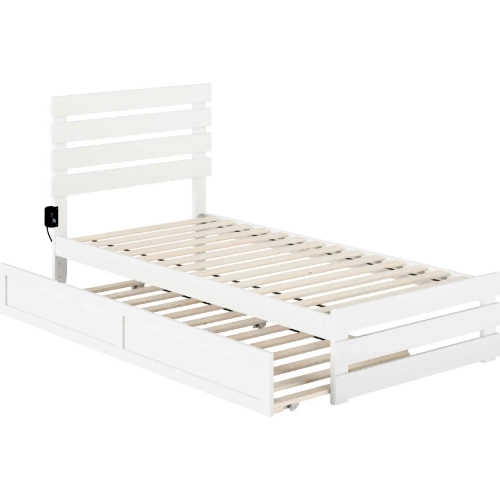 Oxford Twin Extra Long Bed with Footboard, Turbo Charger & Trundle in White