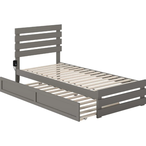 Oxford Twin Extra Long Bed with Footboard, Turbo Charger & Trundle in Grey
