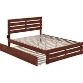 Oxford Queen Bed with Footboard, USB Turbo Charger & Twin Ex Long Trundle in Walnut