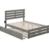 Oxford Full Bed with Footboard & USB Turbo Charger with Twin Trundle in Grey