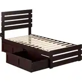 Oxford Twin Bed with Footboard & 2 Drawers in Espresso Finish