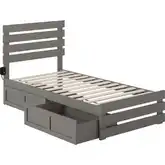 Oxford Twin Bed with Footboard, USB Turbo Charger & 2 Drawers in Grey