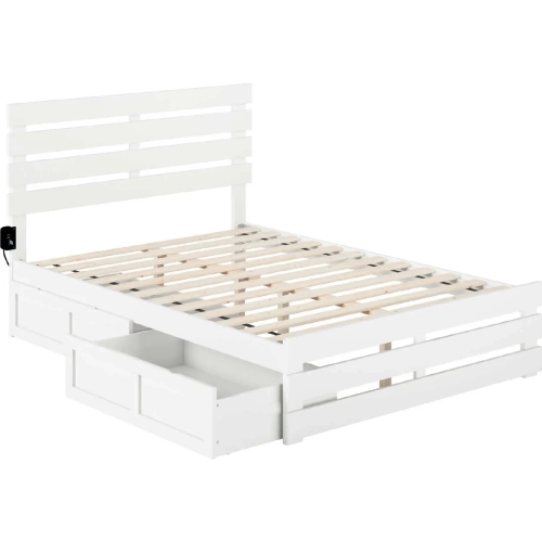 Oxford Full Bed with Footboard, USB Turbo Charger & 2 Drawers in White