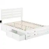 Oxford Full Bed with Footboard, USB Turbo Charger & 2 Drawers in White