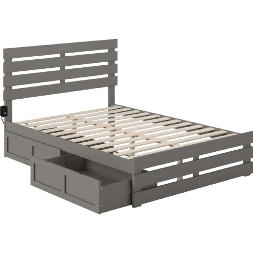 Oxford Full Bed with Footboard, USB Turbo Charger & 2 Drawers in Grey