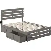 Oxford Full Bed with Footboard, USB Turbo Charger & 2 Drawers in Grey