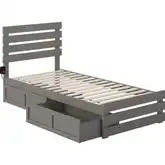 Oxford Twin Ex Long Bed with Footboard, USB Turbo Charger & 2 Ex Long Drawers in Grey