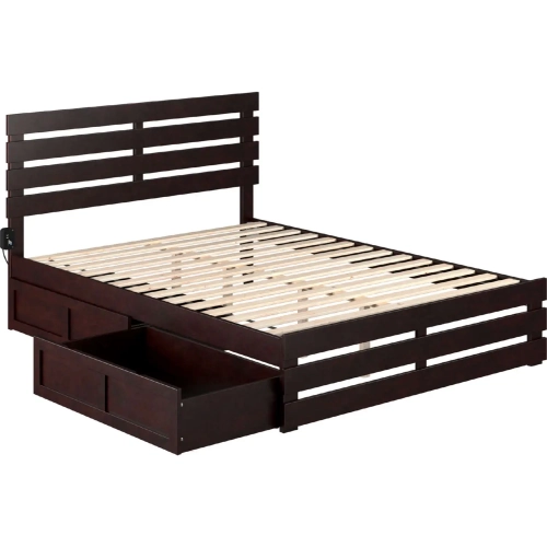 Oxford Queen Bed with Footboard & 2 Drawers in Espresso Finish