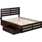 Oxford Queen Bed with Footboard & 2 Drawers in Espresso Finish