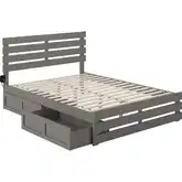 Oxford Queen Bed with Footboard, USB Turbo Charger & 2 Extra Long Drawers in Grey