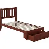Tahoe Twin Bed with Foot Drawer & USB Turbo Charger in Walnut