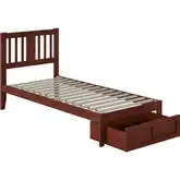 Tahoe Twin XL Bed with Foot Drawer & USB Turbo Charger in Walnut