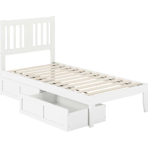 Tahoe Twin Bed with USB Turbo Charger & 2 Drawers in White