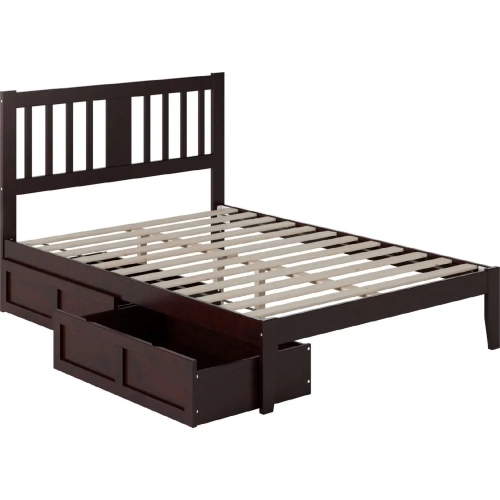 Tahoe Full Bed with 2 Drawers in Espresso Finish Wood