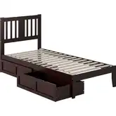 Tahoe Twin XL Bed with 2 Drawers in Espresso Finish Wood