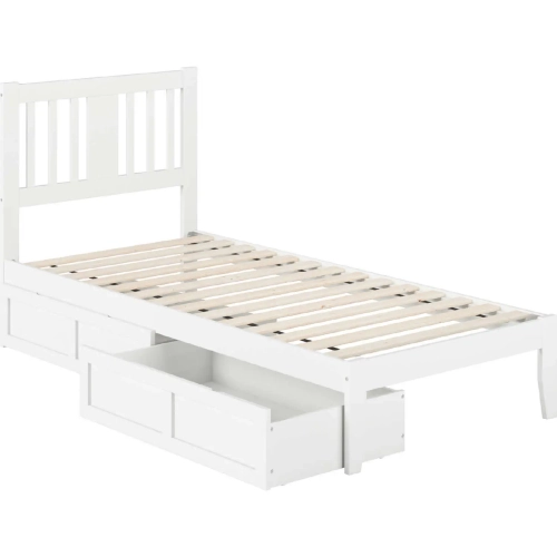 Tahoe Twin XL Bed with USB Turbo Charger & 2 XL Drawers in White