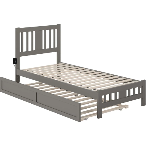 Tahoe Twin XL Bed with Footboard & Twin XL Trundle in Grey Finish