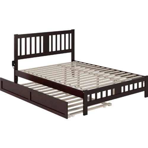 Tahoe Queen Bed with Footboard & Twin XL Trundle in Espresso Finish Wood