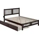 Tahoe Queen Bed with Footboard & Twin XL Trundle in Espresso Finish Wood