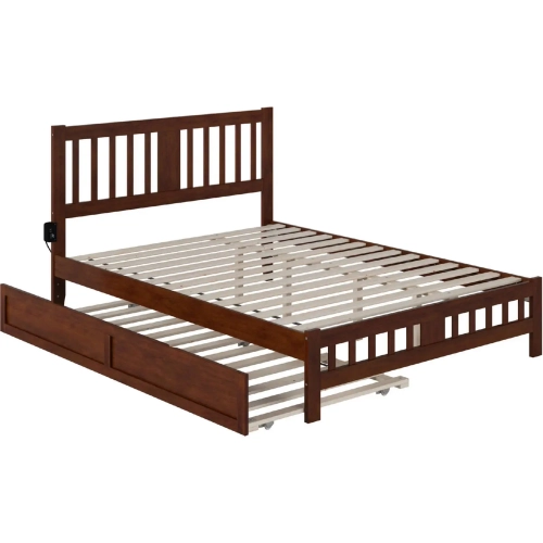 Tahoe Queen Bed with Footboard & Twin XL Trundle in Walnut Finish