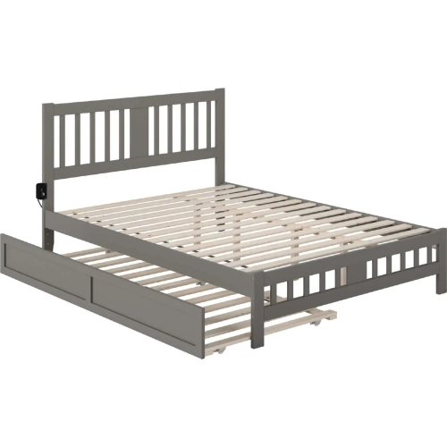 Tahoe Queen Bed with Footboard & Twin XL Trundle in Grey Finish