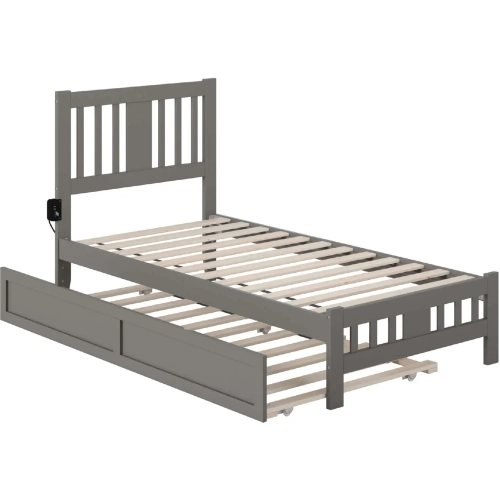 Tahoe Twin Bed with Footboard & Twin Trundle in Grey Finish