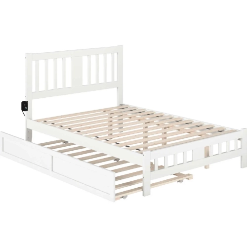 Tahoe Full Bed with Footboard & Twin Trundle in White Finish