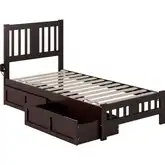 Tahoe Twin Bed with Footboard & 2 Drawers in Espresso Finish Wood