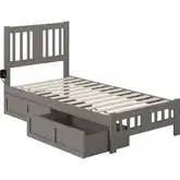 Tahoe Twin Bed with Footboard & 2 Drawers in Grey Finish