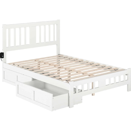 Tahoe Full Bed with Footboard & 2 Drawers in White Finish