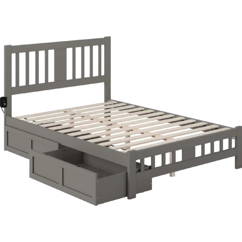 Tahoe Full Bed with Footboard & 2 Drawers in Grey Finish
