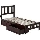 Tahoe Twin XL Bed with Footboard & 2 Drawers in Espresso Finish Wood