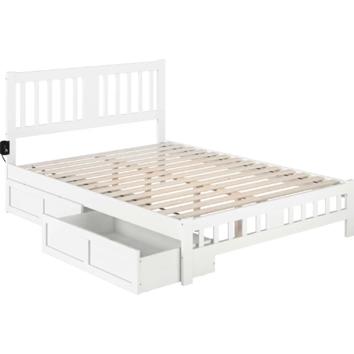 Tahoe Queen Bed with Footboard & 2 Drawers in White Finish