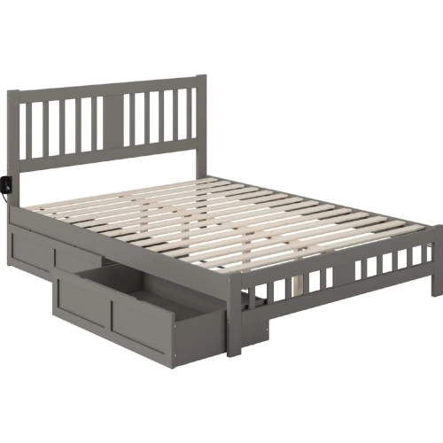 Tahoe Queen Bed with Footboard & 2 Drawers in Grey Finish