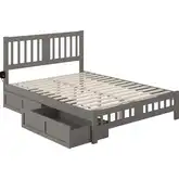 Tahoe Queen Bed with Footboard & 2 Drawers in Grey Finish