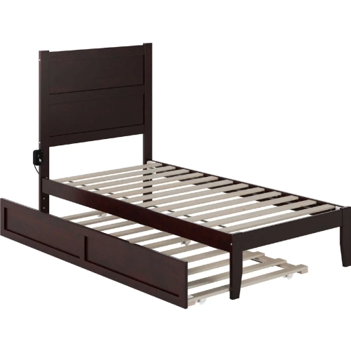 NoHo Twin Bed with Twin Trundle in Espresso Finish Wood