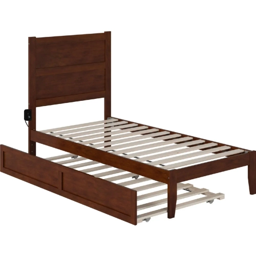 NoHo Twin Bed with Twin Trundle in Walnut Finish