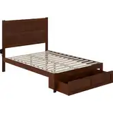 NoHo Full Bed with Foot Drawer in Walnut Finish