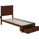 NoHo Twin XL Bed with Foot Drawer in Walnut Finish